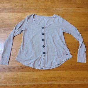 Hollister beige button up long sleeve shirt